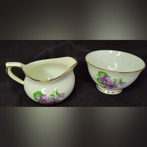 1930's English Sunderland Mini Sugar Bowl Creamer Set, Vintage (Almost Antique!)